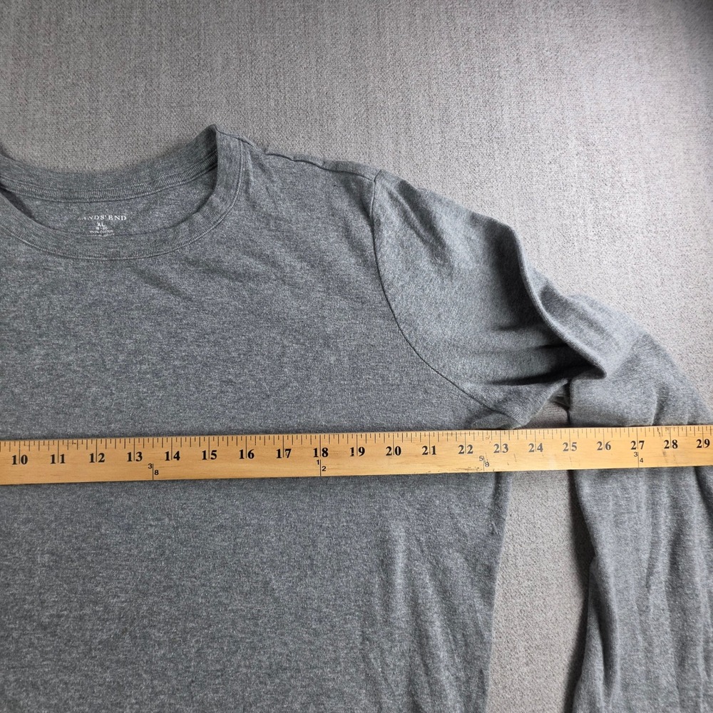 Lands' End T-Shirt Womens XL Gray Long Sleeve 100% Cotton Crew Neck Basic Tee - Picture 5 of 16